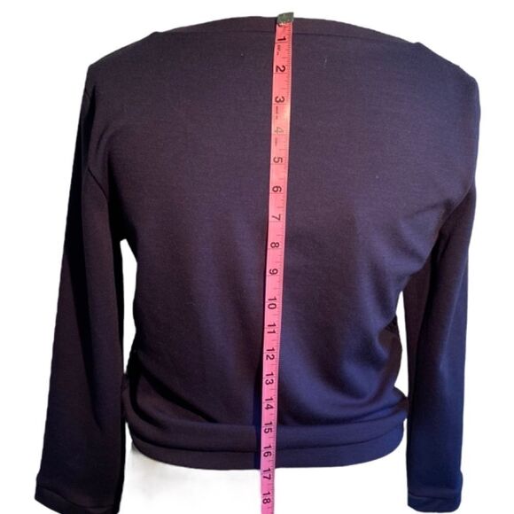 0970 Lauren Conrad Botanical Beauty Navy Blue S Mesh Front Cropped Top NWT - Picture 4 of 11